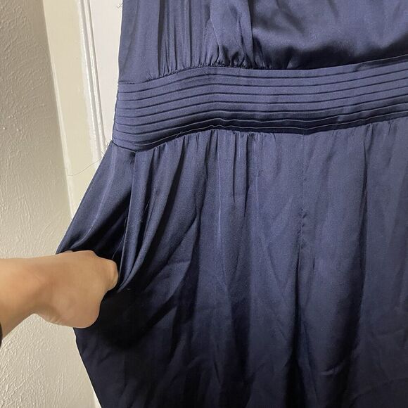 Ramy Brook Navy satin Sleeveless vneck jumpsuit size medium - Picture 9 of 10